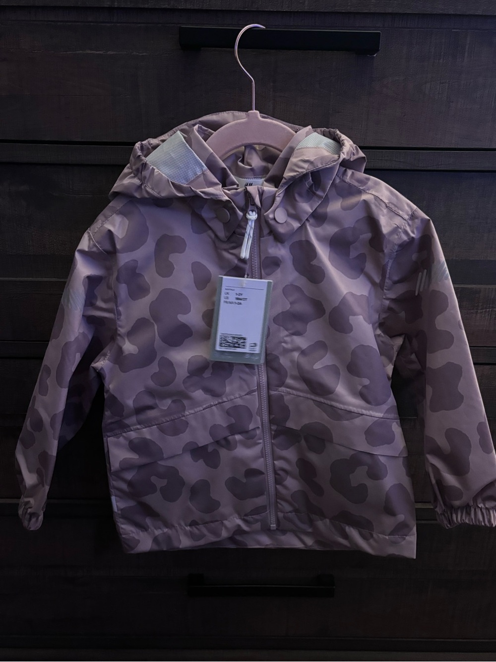 H&M Mauve Pink Camo Hooded Kids Raincoat